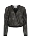Forte Forte Lurex-detail Houndstooth Wrap Top In Black