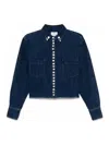 Forte Forte Cotton Denim Calvary Cropped Shirt In Blue