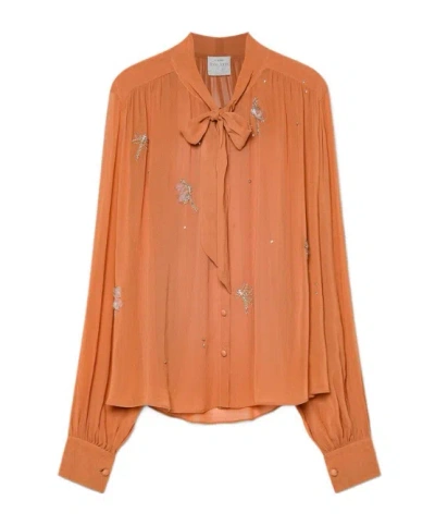 Forte Forte Shirt In Georgette With Carrousel Des Sylphes Embroidery In Orange