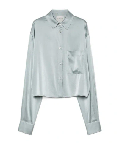 Forte Forte Shirt In Stretch Silk Satin In Gray