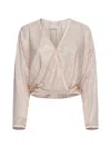 Forte Forte Lurex-detail Houndstooth Wrap Top In Pink