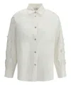 Forte Forte Floral Embroidered Cotton Shirt With Tailored Fit In White
