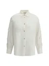 Forte Forte Floral Embroidered Cotton Shirt With Tailored Fit In Bianco