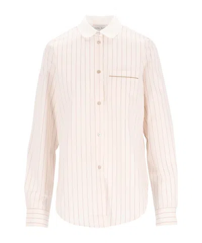 Forte Forte Stripe-pattern Club-collar Shirt In Red