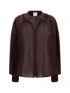 Forte Forte Sheer Cotton Shirt With Fringed Pleated Collar