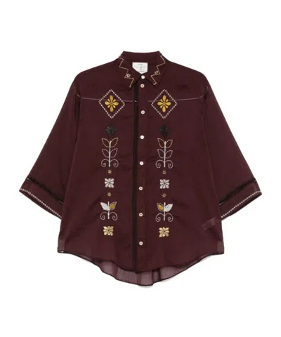 Forte Forte Shirt With Front Detail Embroidered In Red