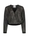 Forte Forte Lurex-detail Houndstooth Wrap Top In Black
