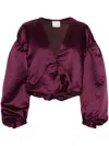 Forte Forte V-neck Oversized Cropped Top In Magenta