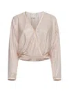 Forte Forte Lurex-detail Houndstooth Wrap Top In Pink