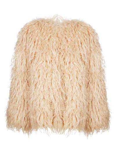 Forte Forte Short Kimono-inspired Jacket In Eco-friendly Mongolian Faux Fur In Brown