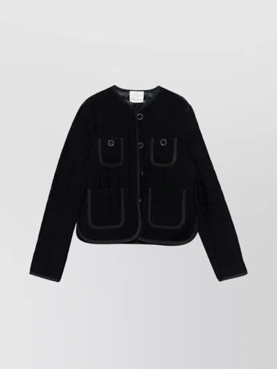 FORTE FORTE SHORT QUILTED JACKET WITH ROUND NECK AND POCKETS