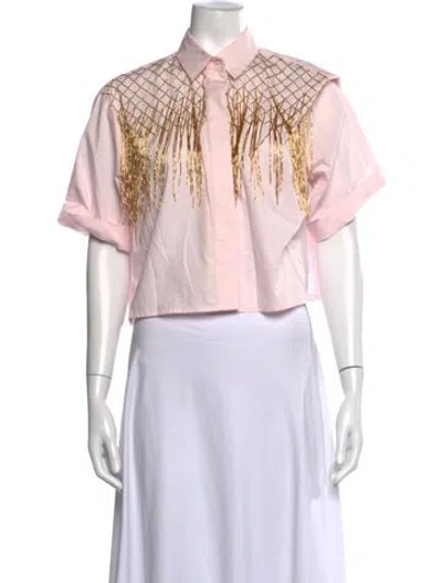 Pre-owned Forte Forte Short Sleeve Button-up Top In Pink