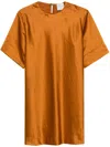 Forte Forte Short-sleeve Satin Mini Dress In Brown