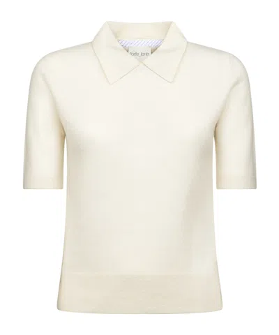 Forte Forte Short-sleeved Collared Knit Sweater In White