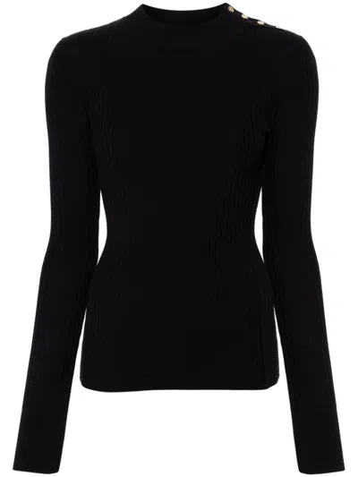 Forte Forte Shoulder-button Ribbed Jumper In Blue