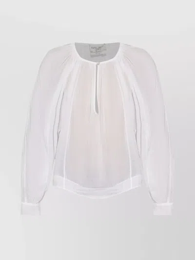 Forte Forte Silk And Cotton Blend Blouse With Button Detail In White
