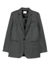 Forte Forte Herringbone Pattern Blazer Front Pockets In Black