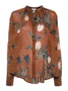 Forte Forte Mix-print Semi-sheer Shirt In Brown