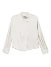 Forte Forte Long Sleeve Satin Blouse With Tassel Detail In Neutral