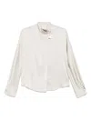 Forte Forte Silk Blend Long-sleeved Shirt With Tassel Detail In Silver