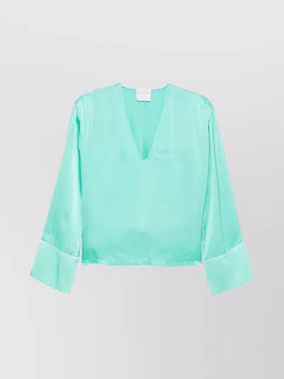 FORTE FORTE SILK BLOUSE V-NECK CUFFED SLEEVES