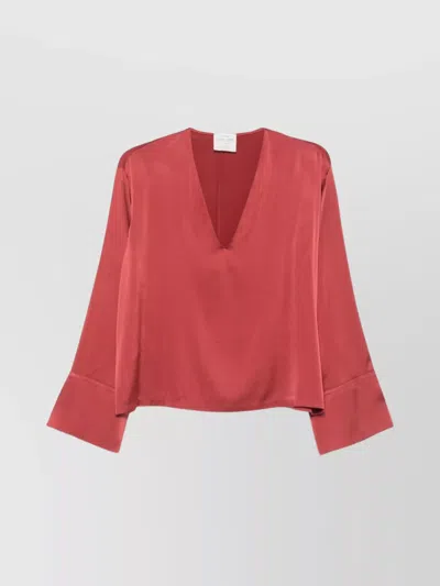 FORTE FORTE SILK BLOUSE V-NECK FLARED CUFFS