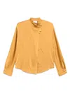 Forte Forte High Neck Satin Blouse With Tassel Detail In Yellow