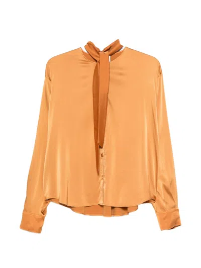 Forte Forte Silk Bow Tie Shirt In Yellow