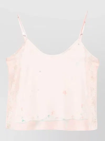 Forte Forte Silk Camisole Top Lace Embroidery Straps In Pink