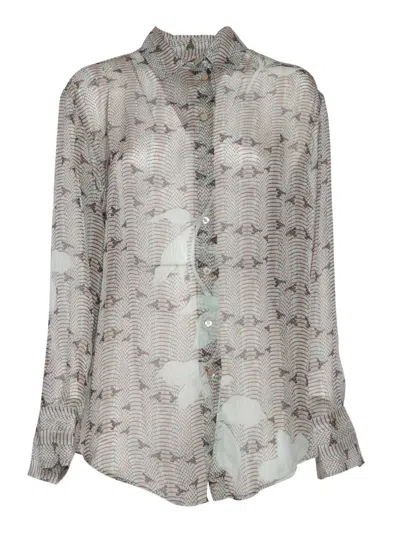 FORTE FORTE SILK CHIFFON SHIRT WITH DUNE LILY PRINT