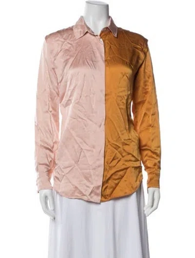 Pre-owned Forte Forte Silk Colorblock Pattern Blouse In Red