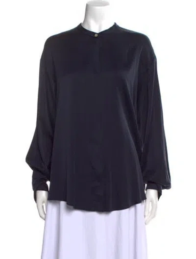 Pre-owned Forte Forte Silk Crew Neck Blouse In Blue