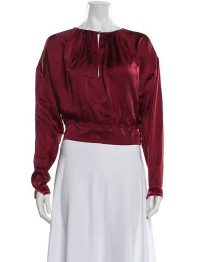 Pre-owned Forte Forte Silk Crew Neck Blouse In Burgundy