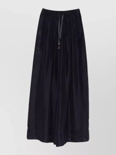 Forte Forte Silk Drawstring Trousers Wide Leg Tassels Pockets In Black