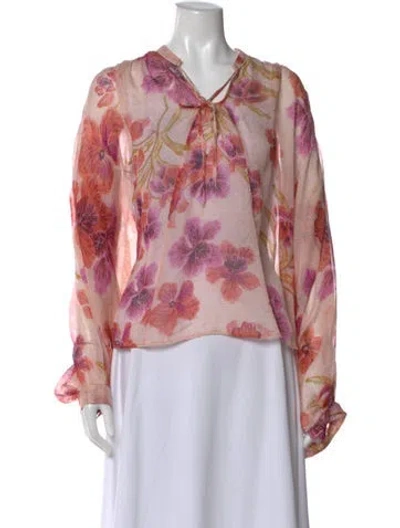 Pre-owned Forte Forte Silk Floral Print Blouse In Pink