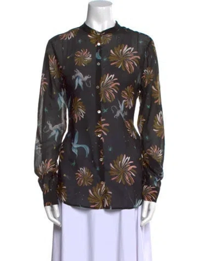 Pre-owned Forte Forte Silk Floral Print Button-up Top In Multi