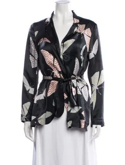 Pre-owned Forte Forte Silk Floral Print Jacket In Blue