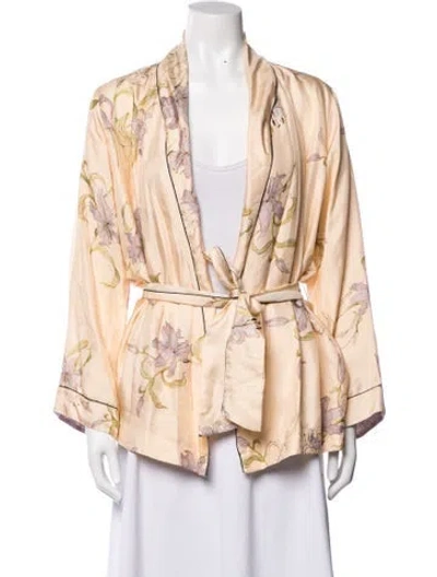 Pre-owned Forte Forte Silk Floral Print Jacket In Neutrals