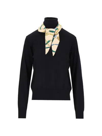 Forte Forte Silk Foulard Turtleneck Sweater In Black