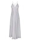 Forte Forte A-line Silver Silk Maxi Dress With Spaghetti Strap In Grey