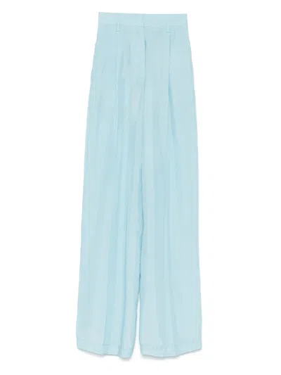 Forte Forte Silk High Waist Pants In Blue