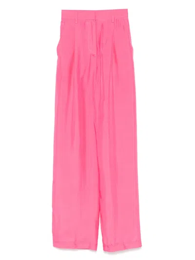 Forte Forte Silk High Waist Pants In Pink