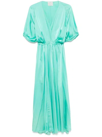 Forte Forte Silk Long Dress In Blue