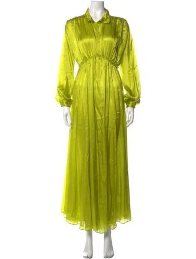 Pre-owned Forte Forte Silk Long Dress In Green