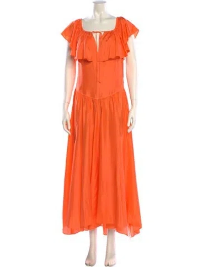 Pre-owned Forte Forte Silk Long Dress In Orange