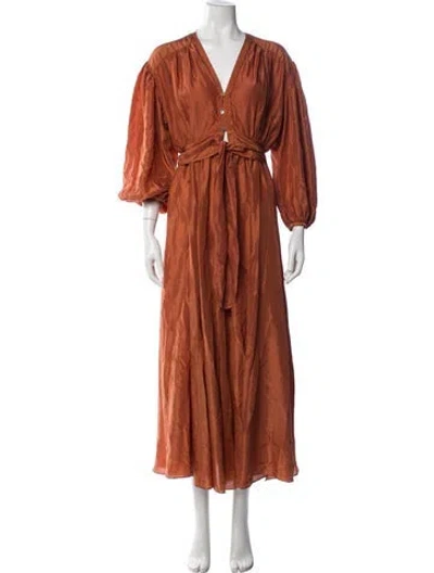 Pre-owned Forte Forte Silk Long Dress In Orange