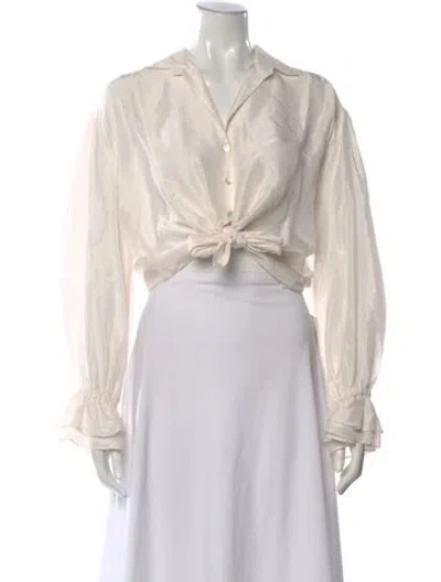 Pre-owned Forte Forte Silk Long Sleeve Blouse In Neutral