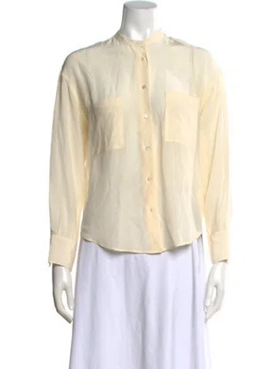 Pre-owned Forte Forte Silk Long Sleeve Button-up Top In Neutral