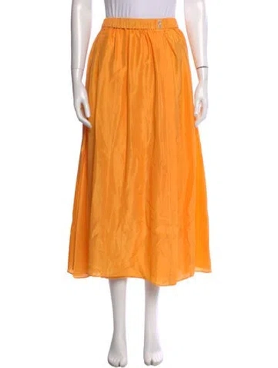 Pre-owned Forte Forte Silk Midi Length Skirt In Orange