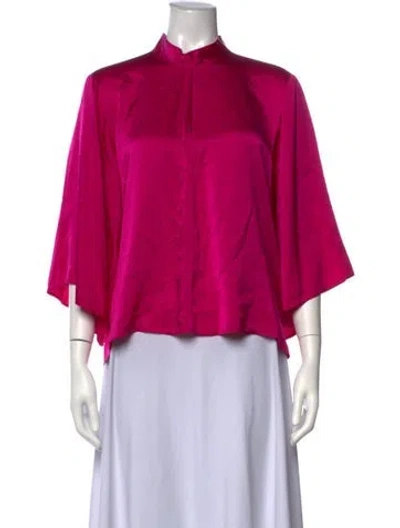 Pre-owned Forte Forte Silk Mock Neck Top In Pink